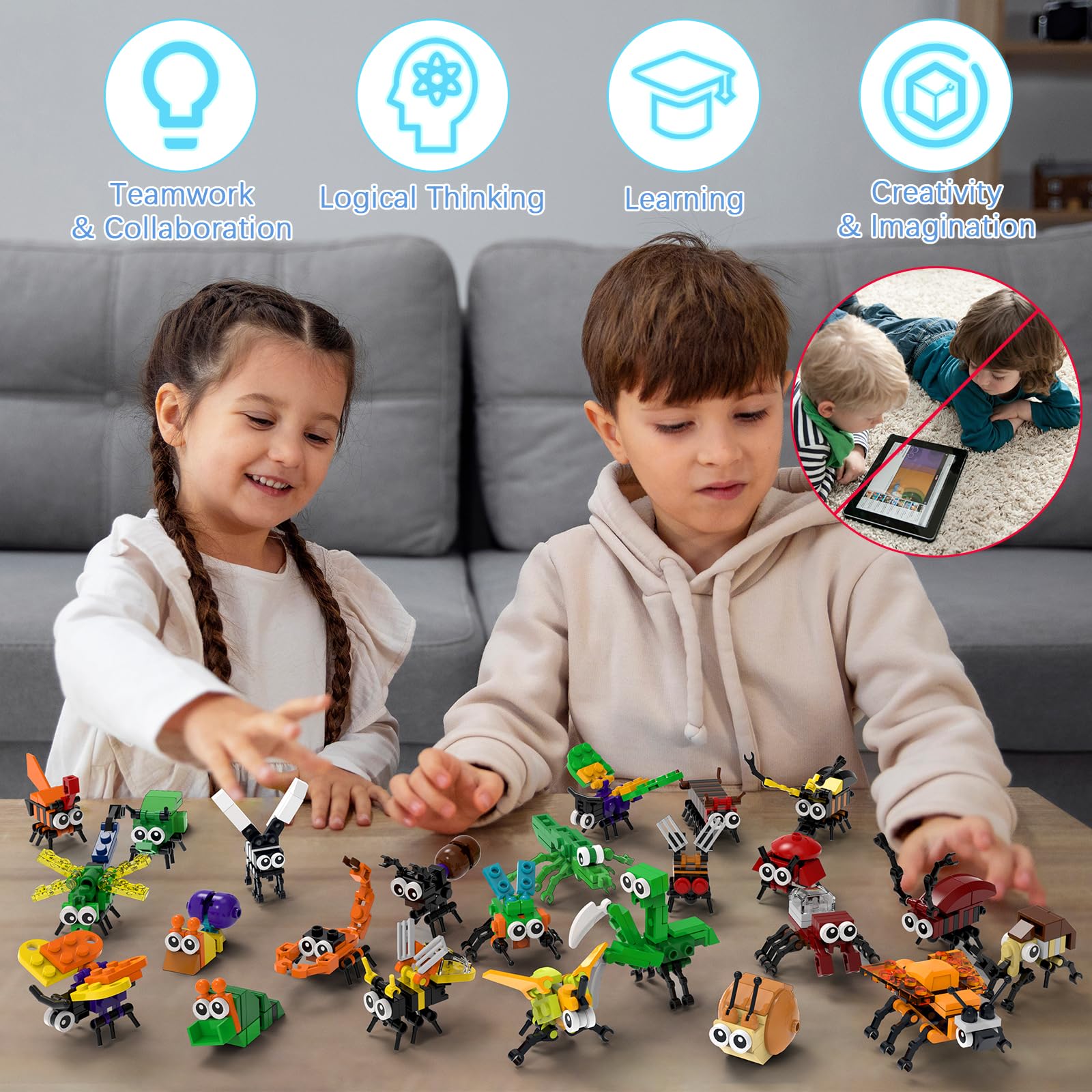 Tenhorses insect-building-set rhinoceros-beetle figure encourages problem solving