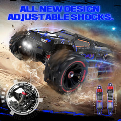Tenssenx RC Truggy all-terrain tires provide grip on sand, mud, and rocks.