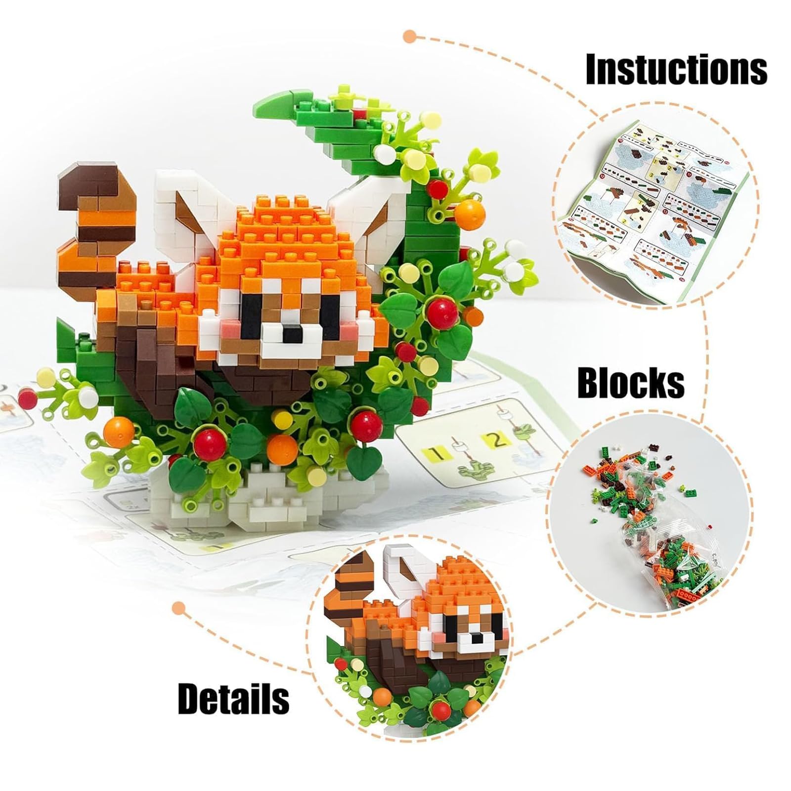 TENYEAH colorful bricks showcase a red panda for cozy home decoration.