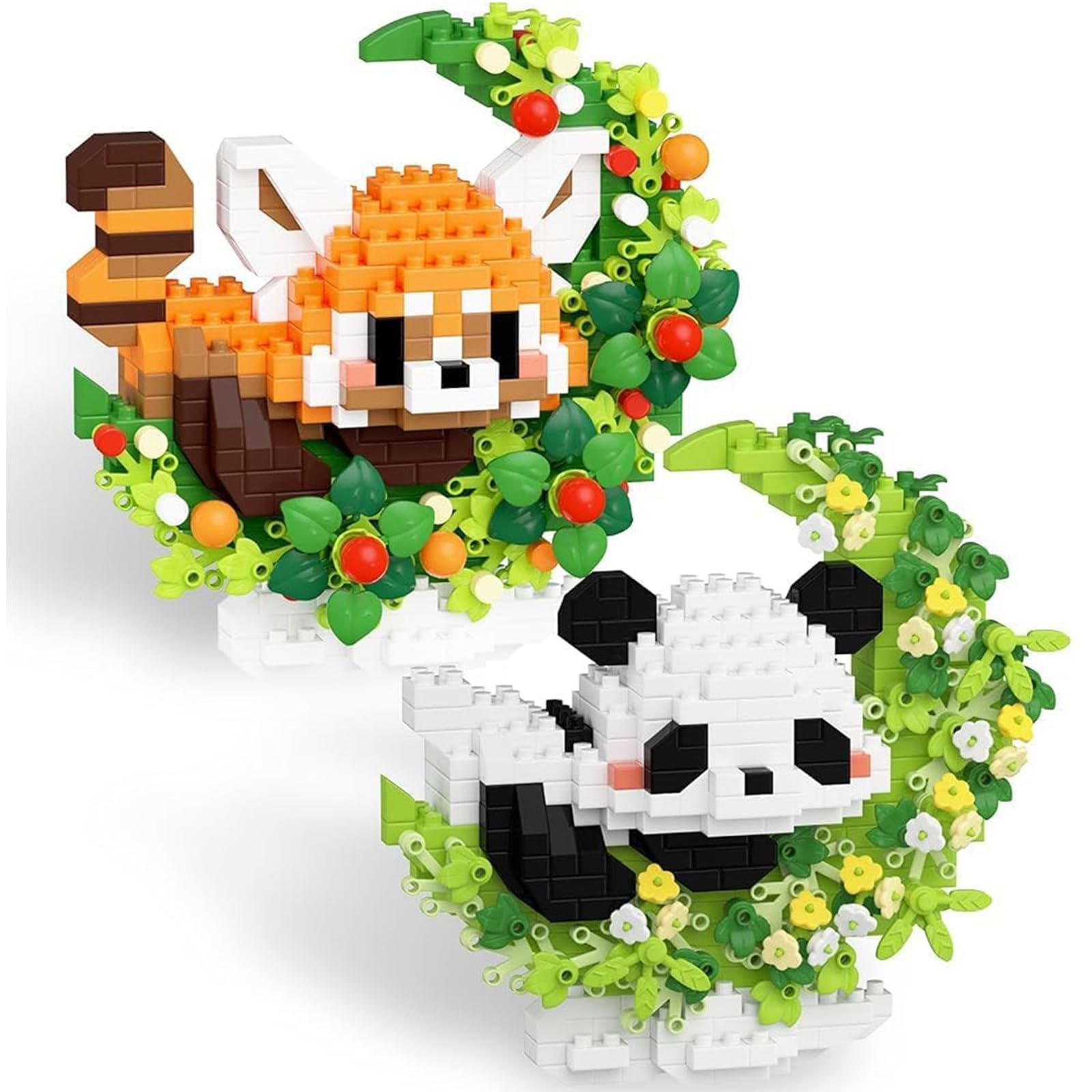 TENYEAH red panda 2-pack on moon scene, a calming desk ornament for adults.