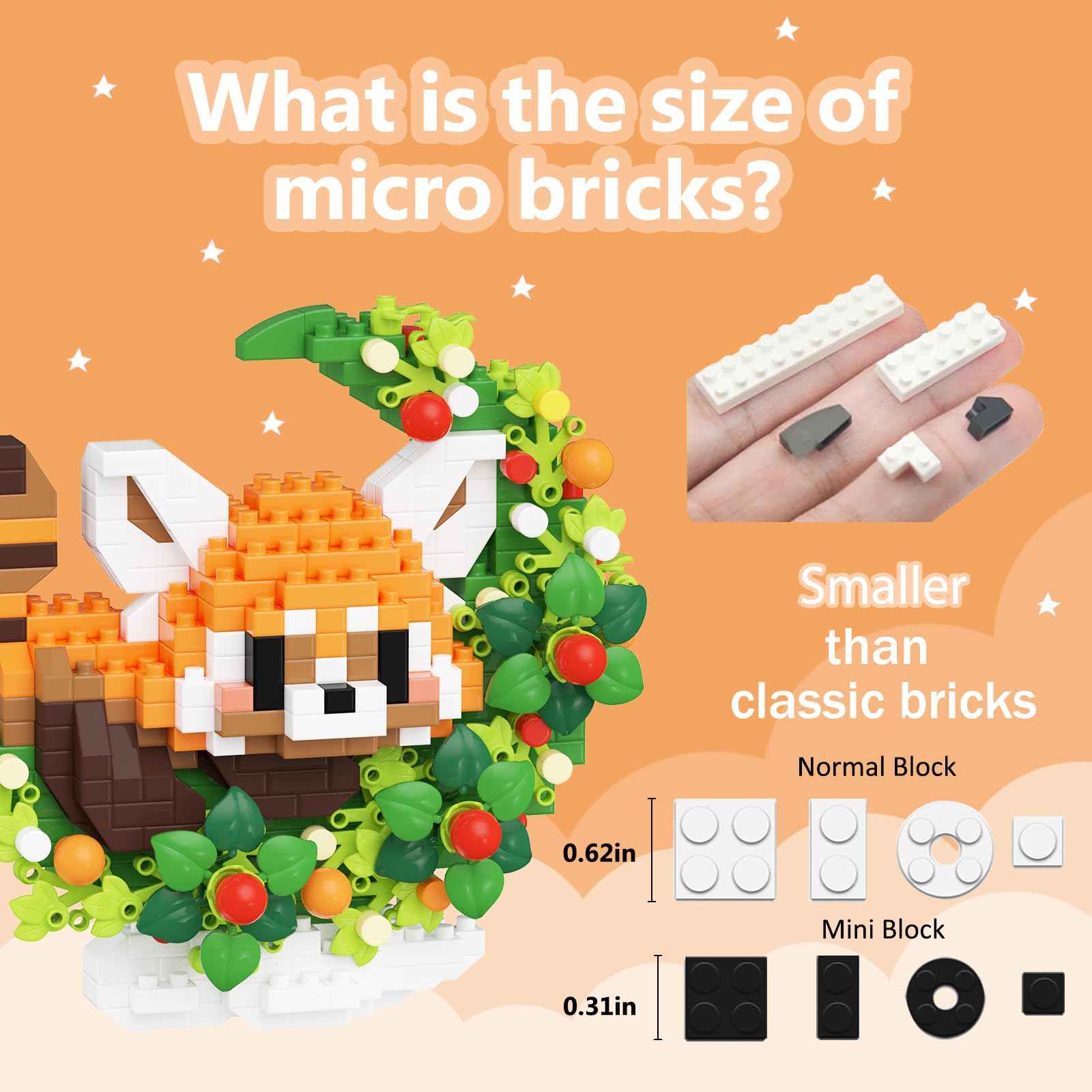 TENYEAH red panda assembly guide with micro bricks enhances focus and creativity.