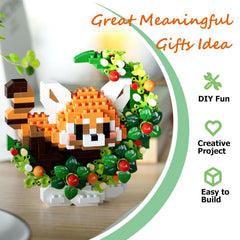 TENYEAH red panda mini bricks on desk decor and mindful building.
