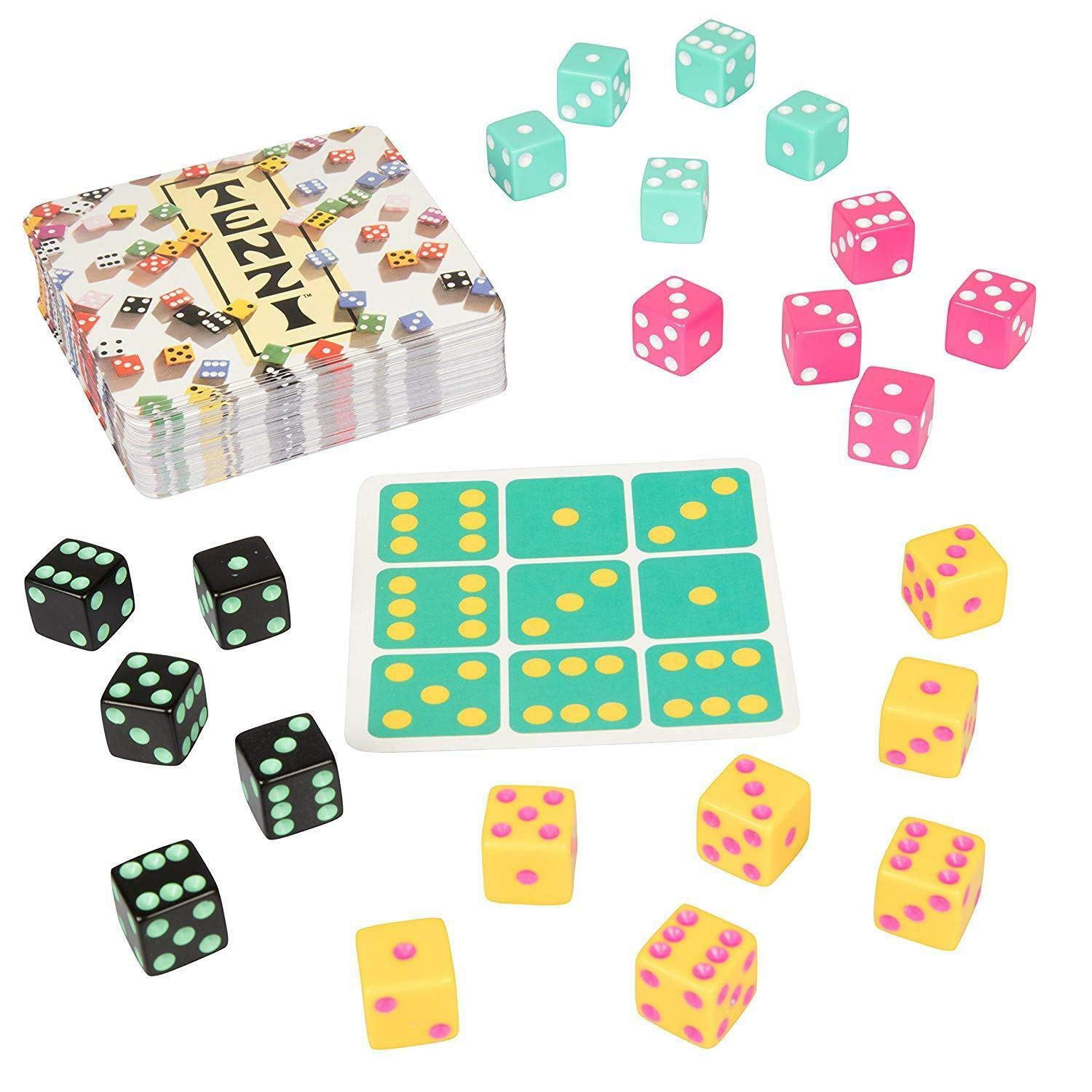 TENZI card spread highlighting 77 game variants for creative play sessions.