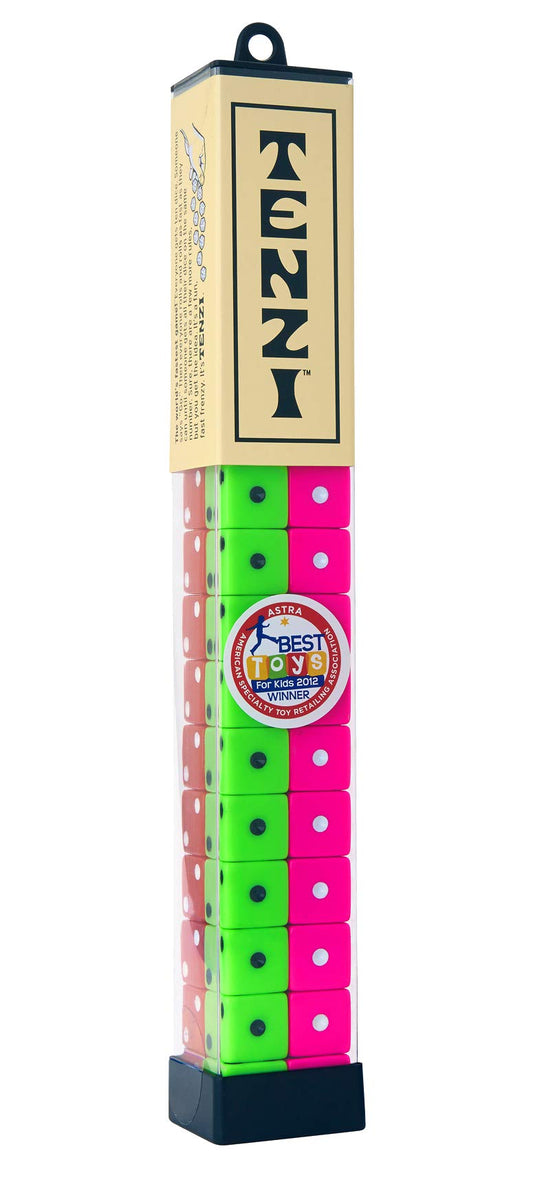 TENZI dice party game with four sets of ten dice for fast play
