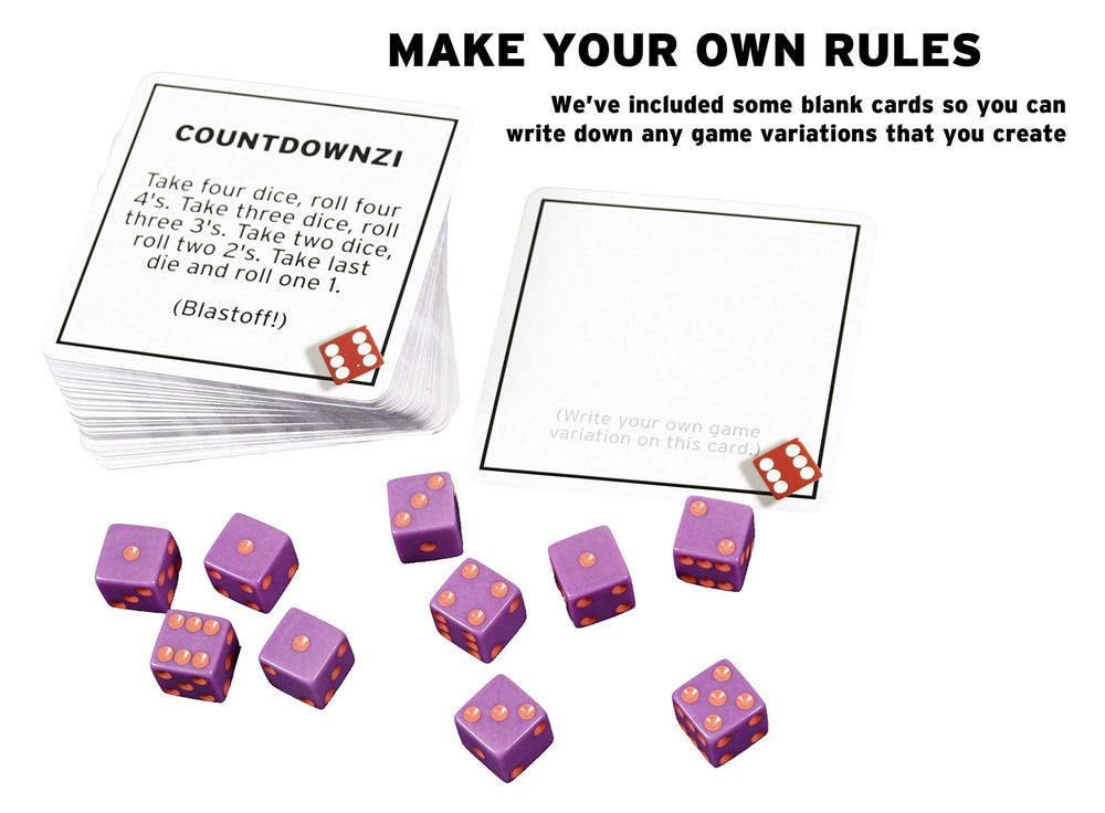 TENZI fast-action gameplay in a compact dice set.