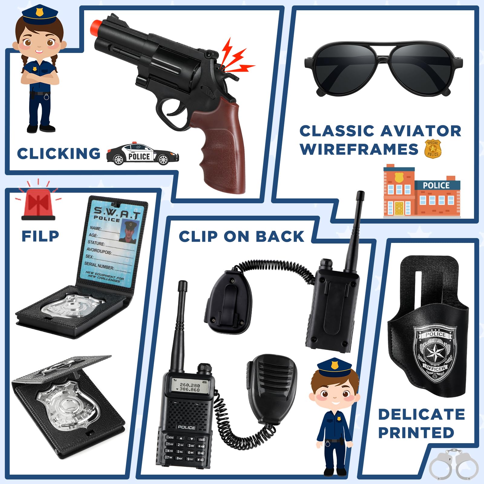 Tepsmigo Pretend Walkie Talkie gear promotes cooperative play and teamwork.