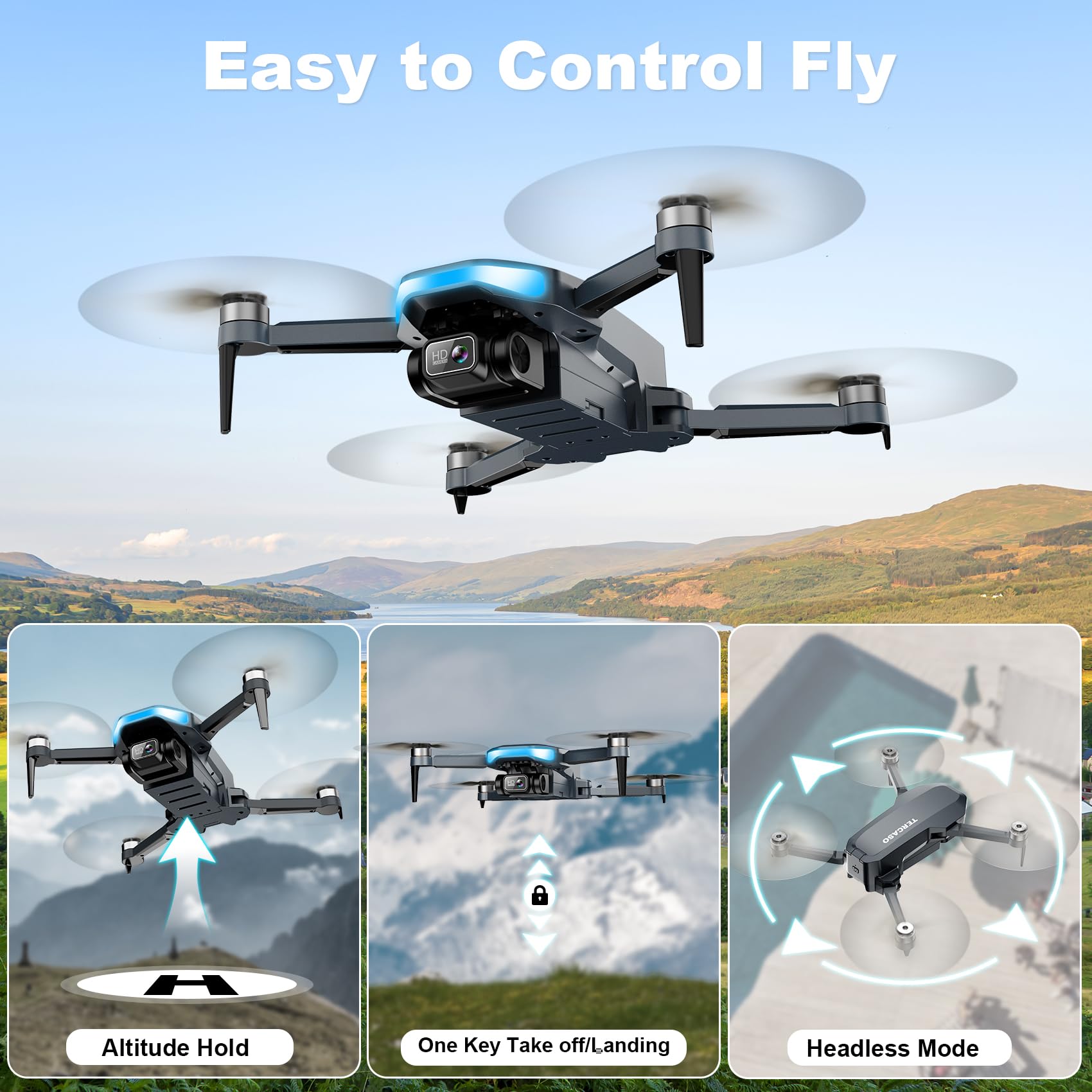 Tercaso remote with beginner modes and headless option for easy starts