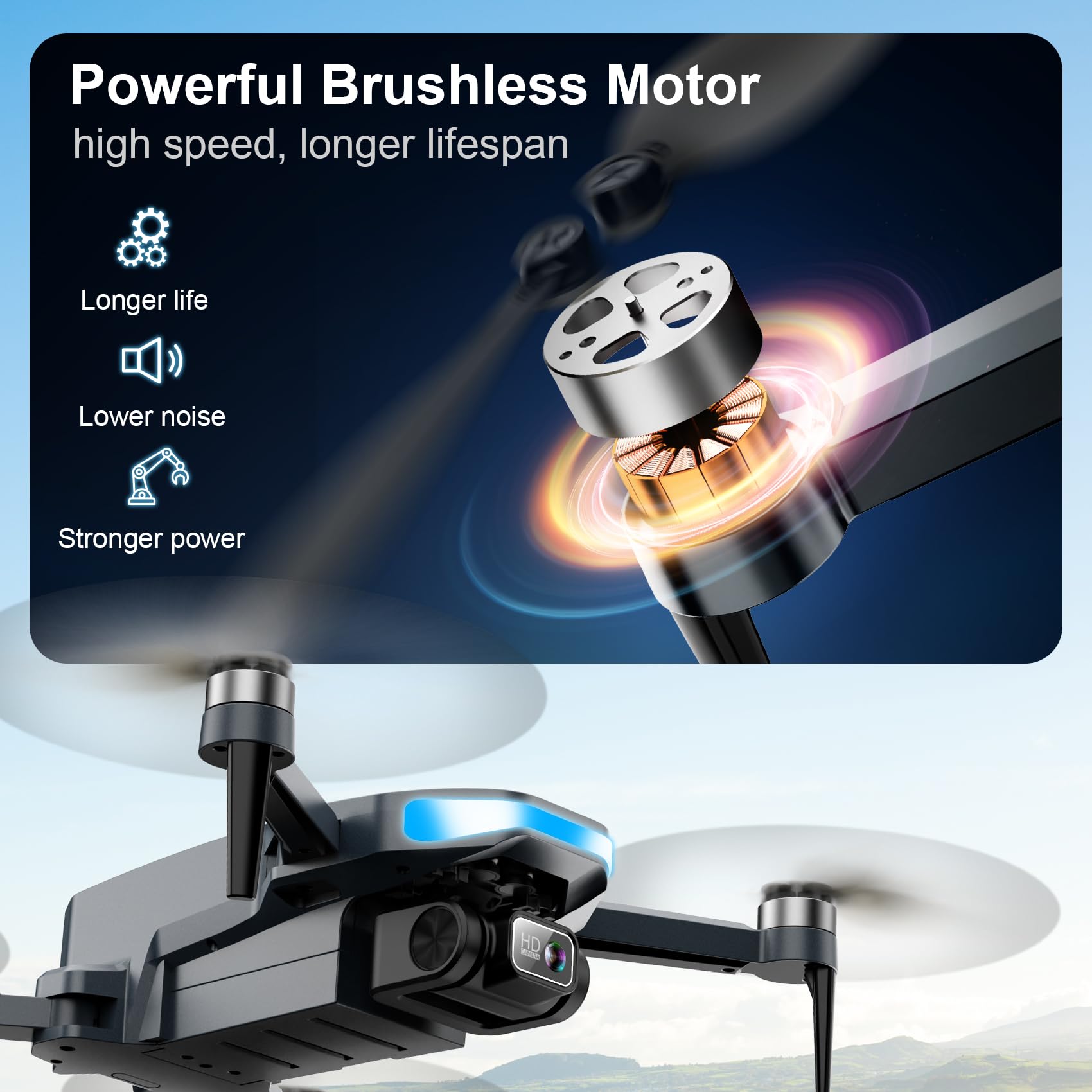 Tercaso drone with brushless motor delivers stable, quiet flight