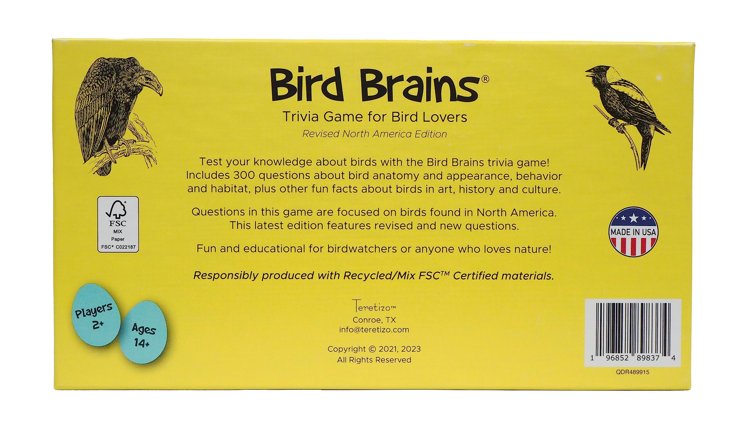 Teretizo Bird Brains category divider cards for organized rounds