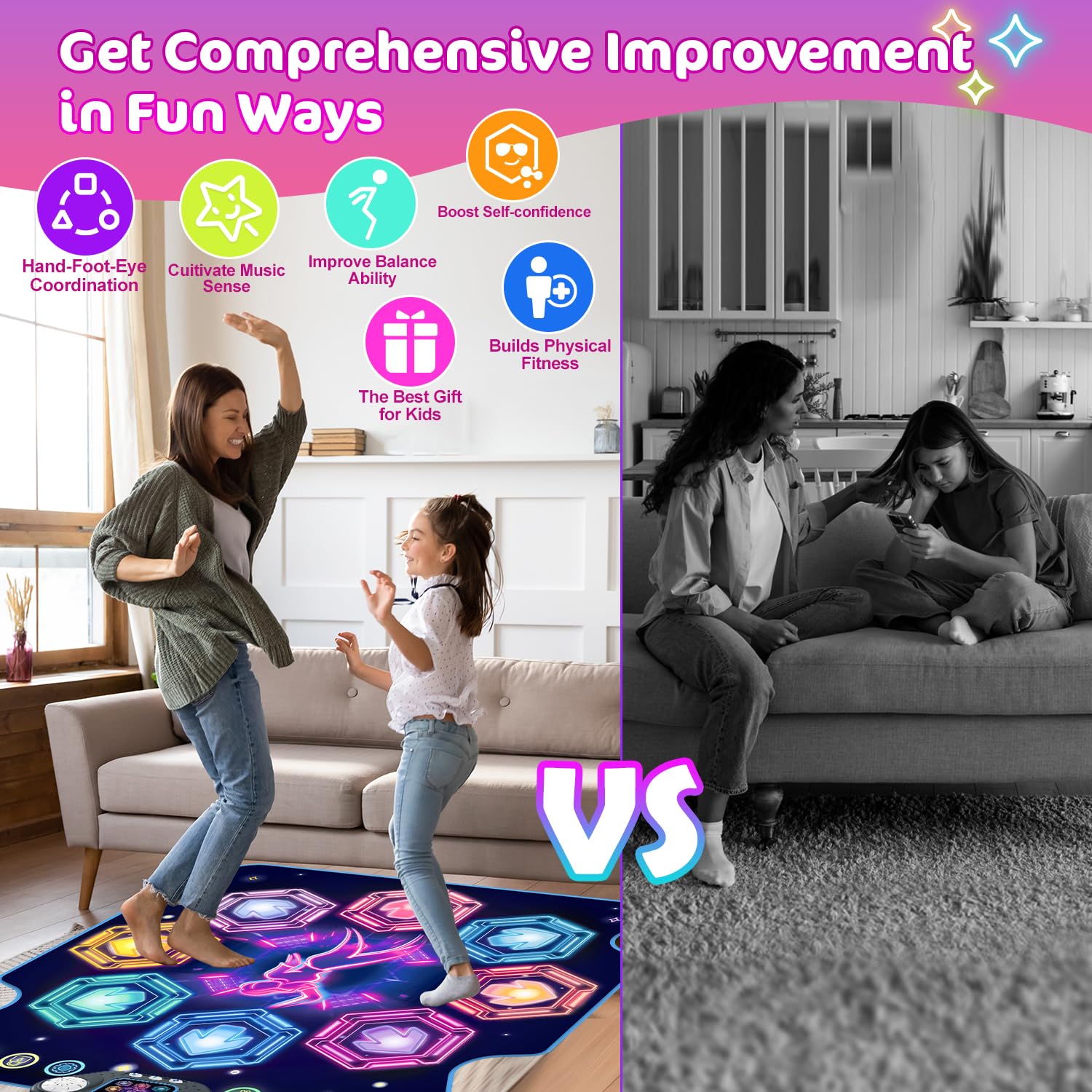 Terramus dance mat memory mode supports engaging multi-level challenges during play.