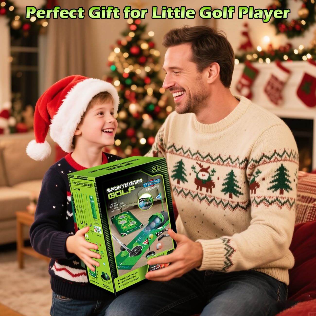 Terramus versatile indoor-outdoor golf toy set for flexible play spaces.