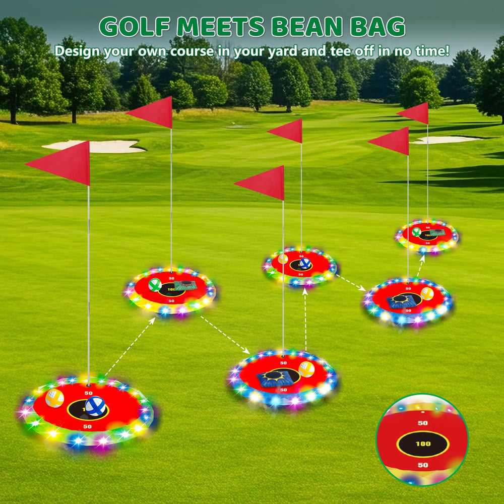 TERRAMUS Outdoor flags keep targets secure on lawn or sand.