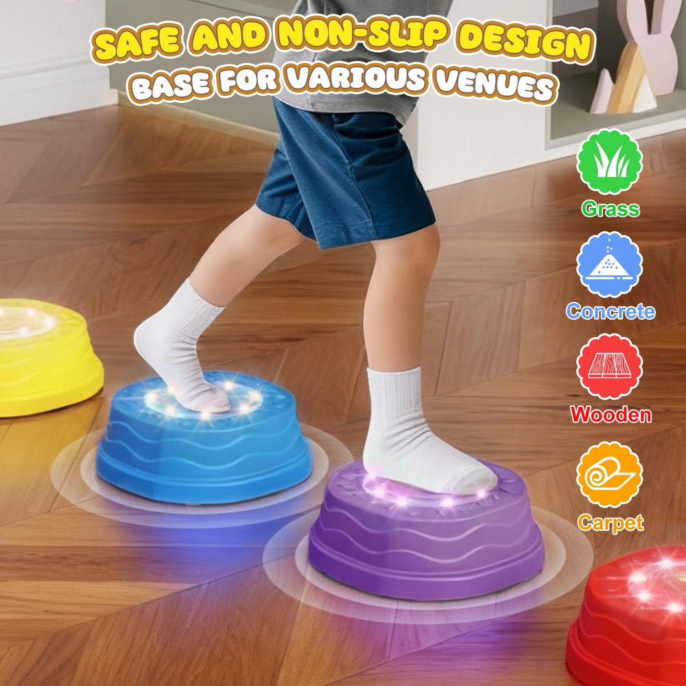 Terramus non-slip bases keep kids secure on carpet, wood, tile, or grass.