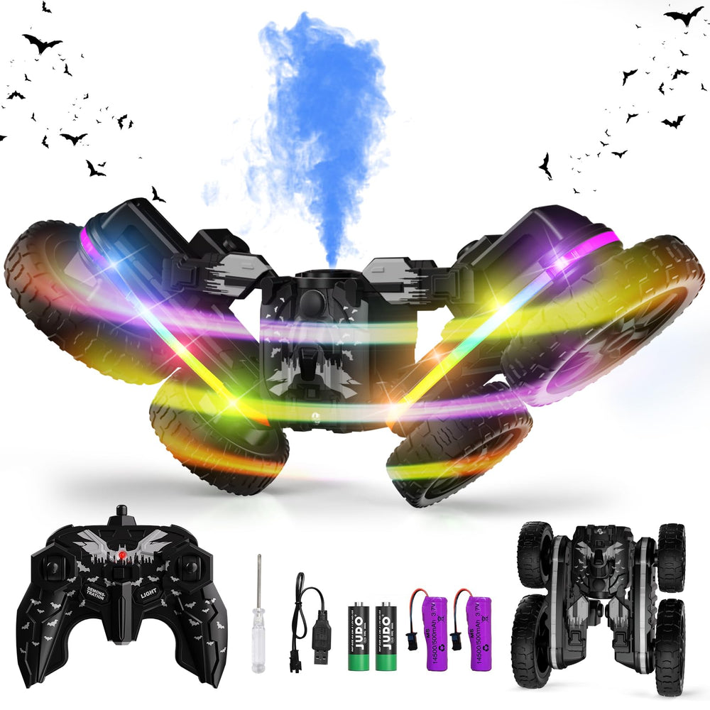 Terucle 360° rotating RC car front view showing bold stunt-ready design.