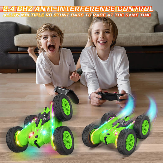Terucle RC car performing a 360° drift for dynamic stunts.