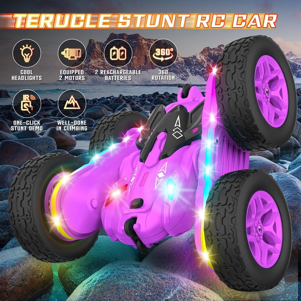 Terucle RC car double-sided racing for obstacle-friendly play sessions.