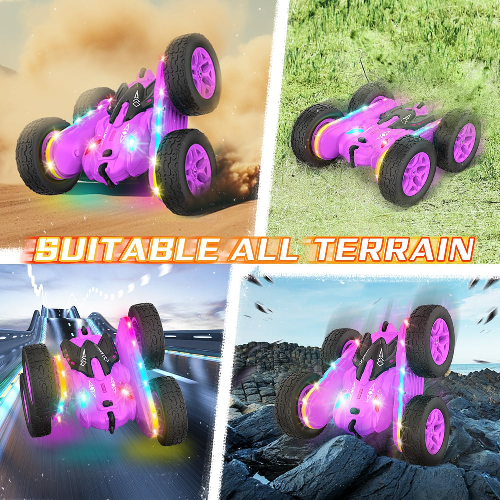 Terucle RC car with durable all-terrain tires for grass, sand, and pavement.