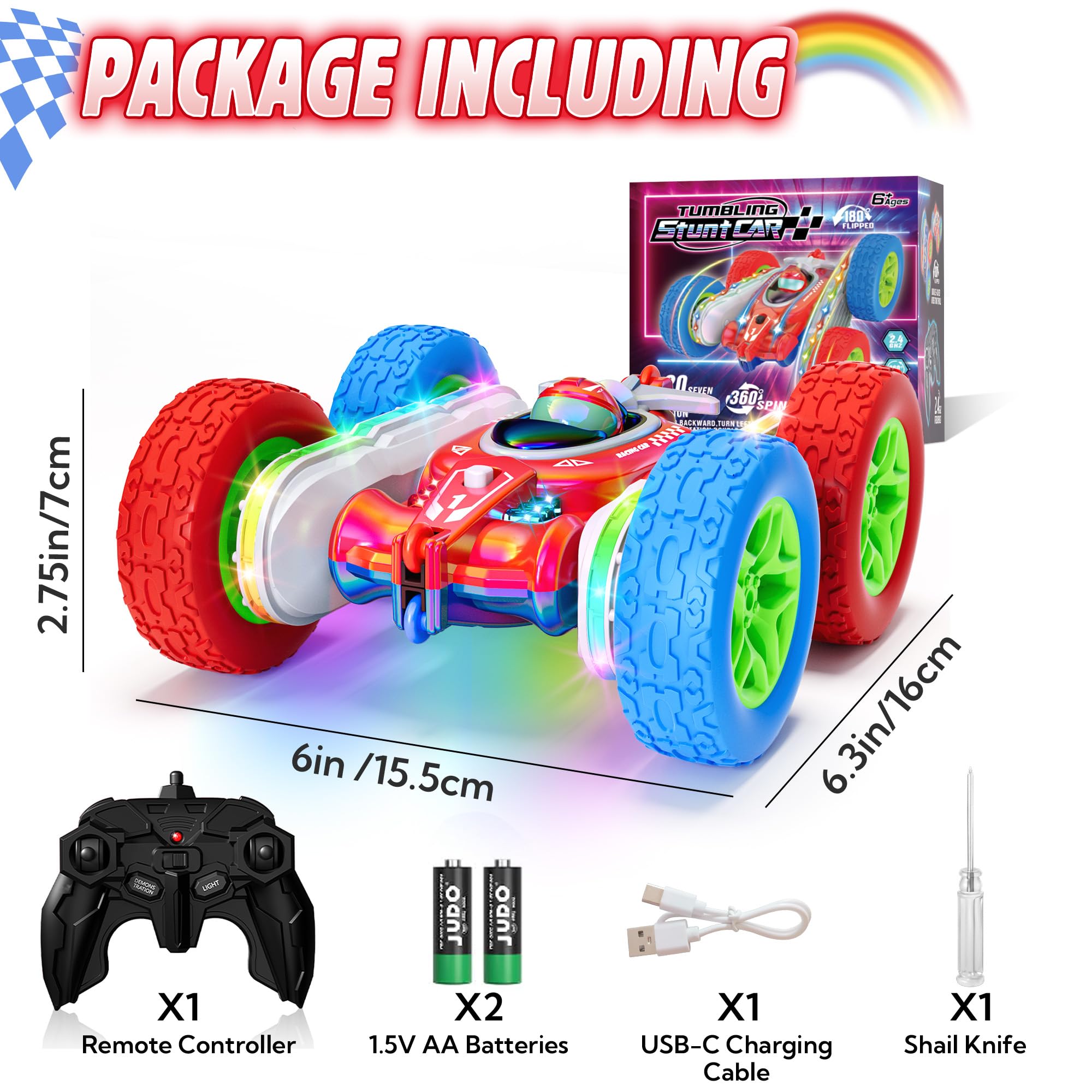 Terucle RC car features soft, durable wheels for indoors and outdoors.