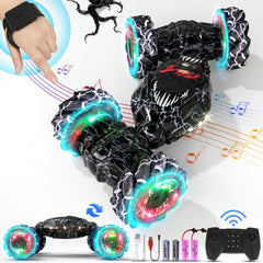 Terucle remote control car performs 360° stunt drifts with vibrant lights.
