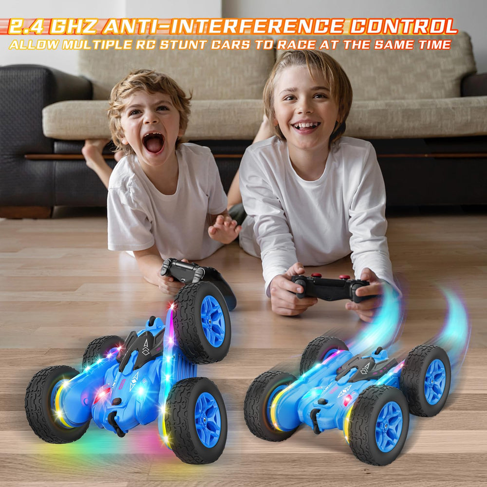 Terucle remote control car with double-sided design for racing on all angles.