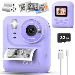 Teslahero Kids Camera purple front view with easy grip for young photographers