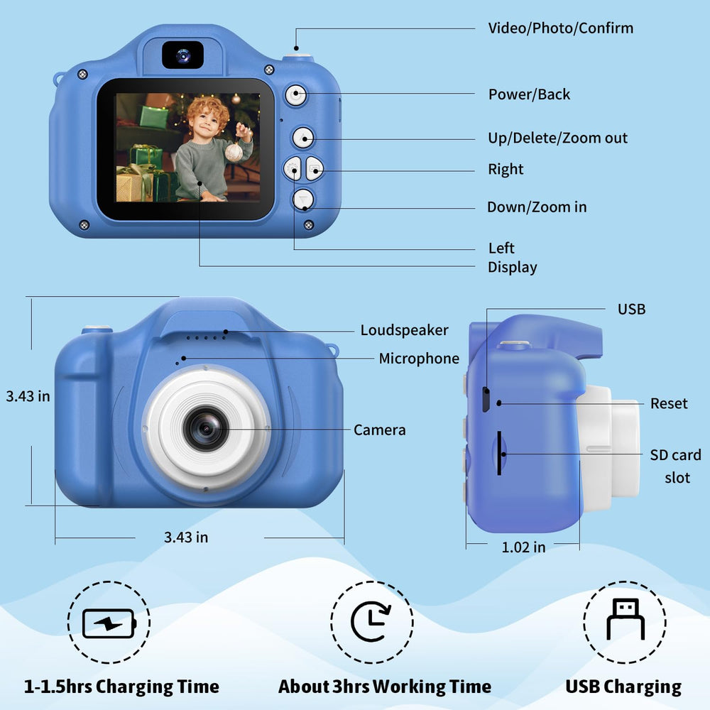 Teslahero Kids Camera packaging, gift-ready box for holidays.