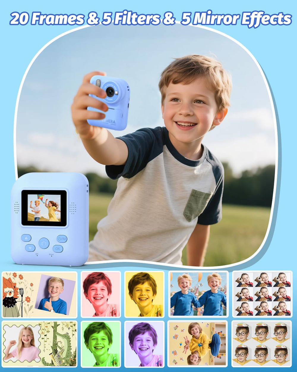 Teslahero Kids Camera uses rechargeable battery for hours of fun.