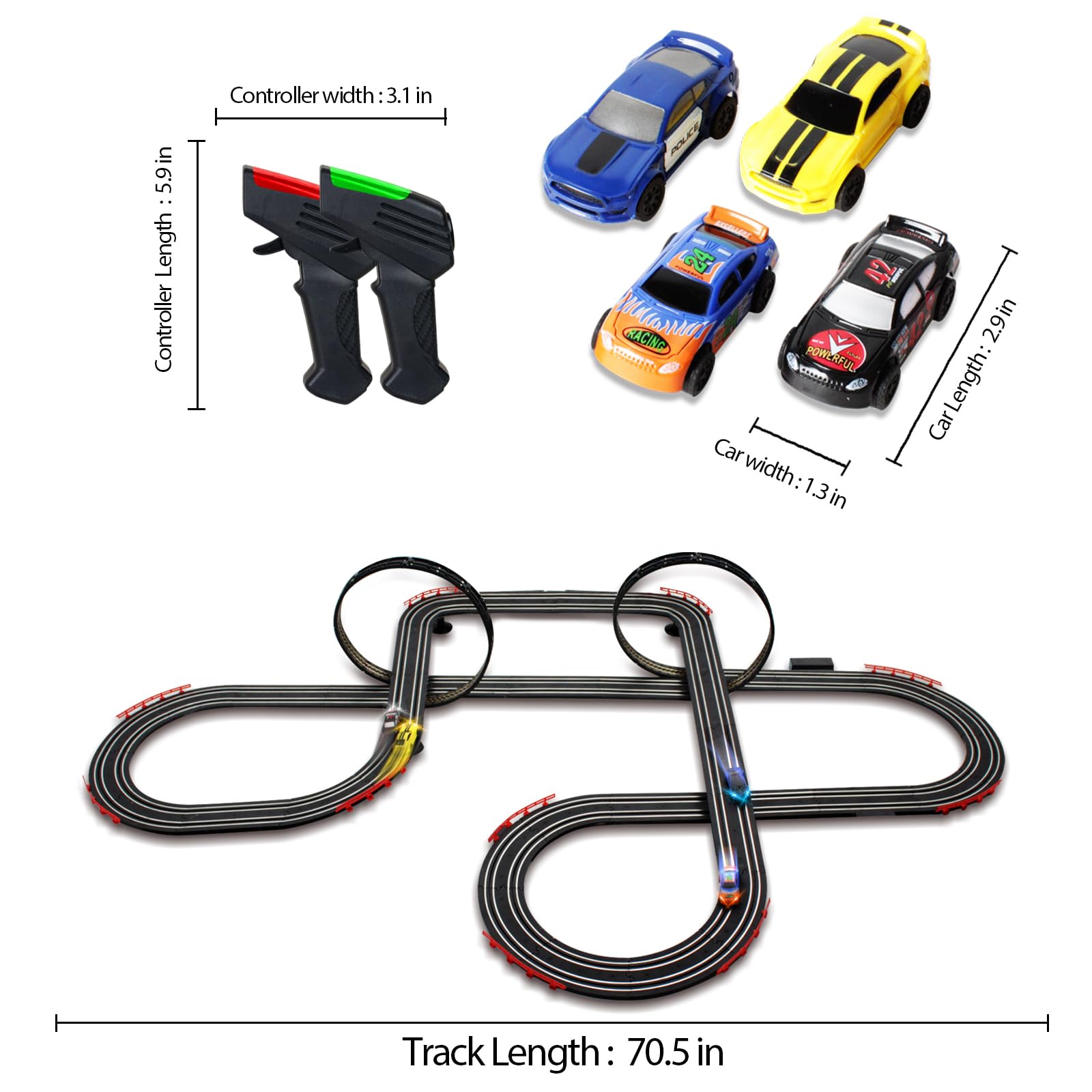 Teslala box content displays a complete race set ready for immediate use.