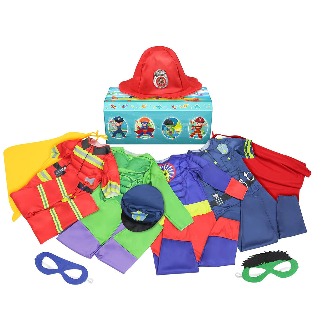 Teuevayl costume trunk accessories including masks hats and capes