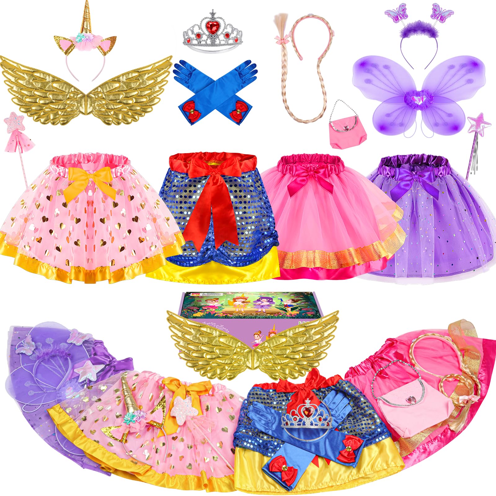 Teuevayl princess dress-up set packaging showing a ready-to-gift bundle for toddlers