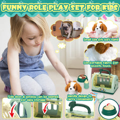 TEUVO Pet Care Play Set feeding bowls promote mealtime role play and sharing.