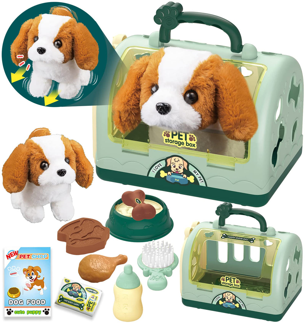 TEUVO Pet Care Play Set kennel with open doors for easy indoor and outdoor pretend play.