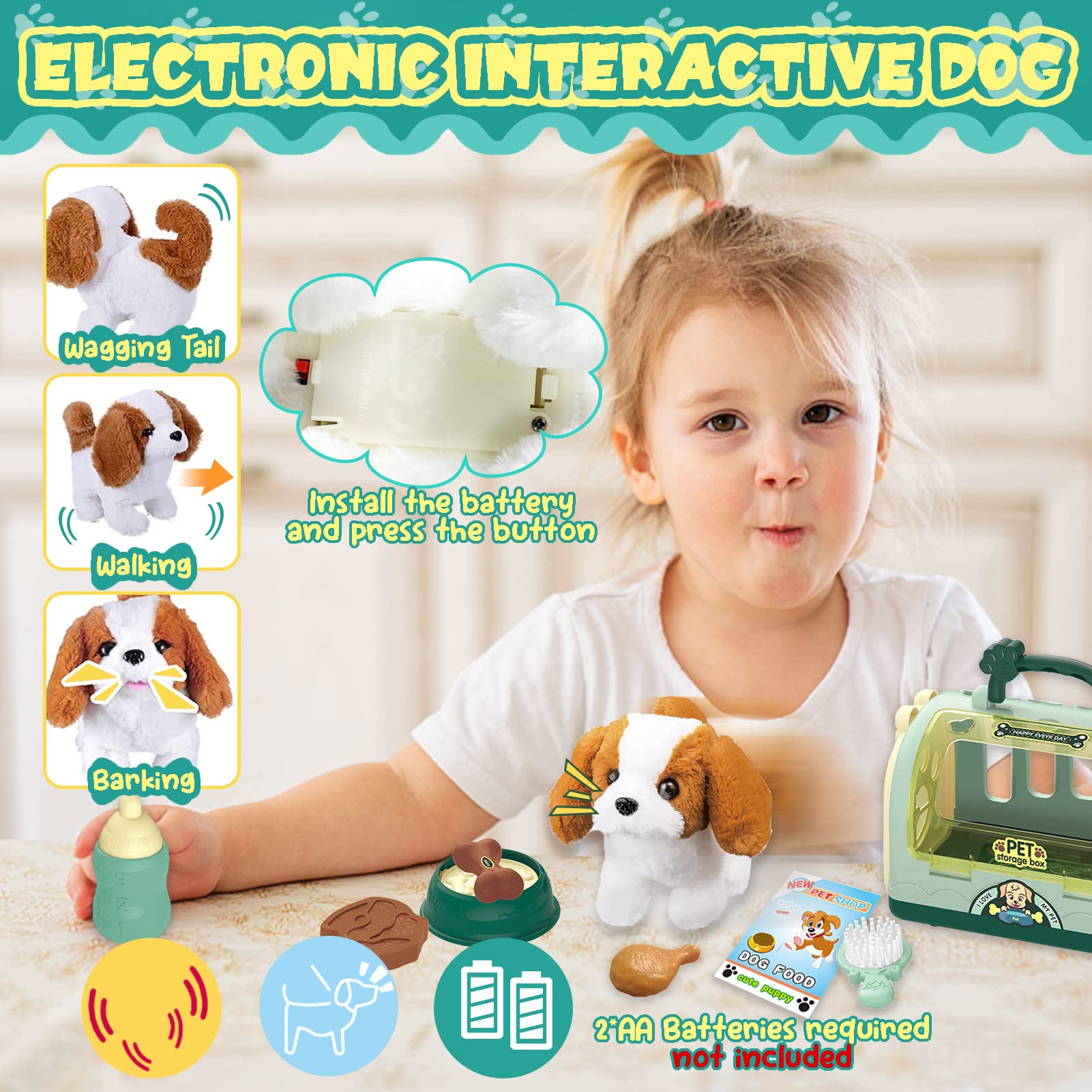 TEUVO Pet Care Play Set plush puppy, a soft companion for nurturing pretend pet care.