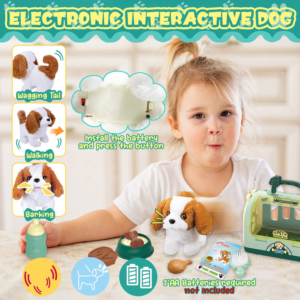 TEUVO Pet Care Play Set plush puppy, a soft companion for nurturing pretend pet care.