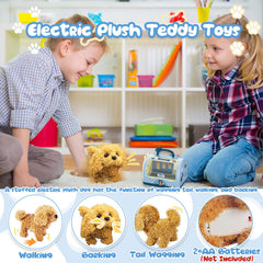 TEUVO Pet Care Playset Plush Puppy showcases wagging tail for lifelike pretend pet care.