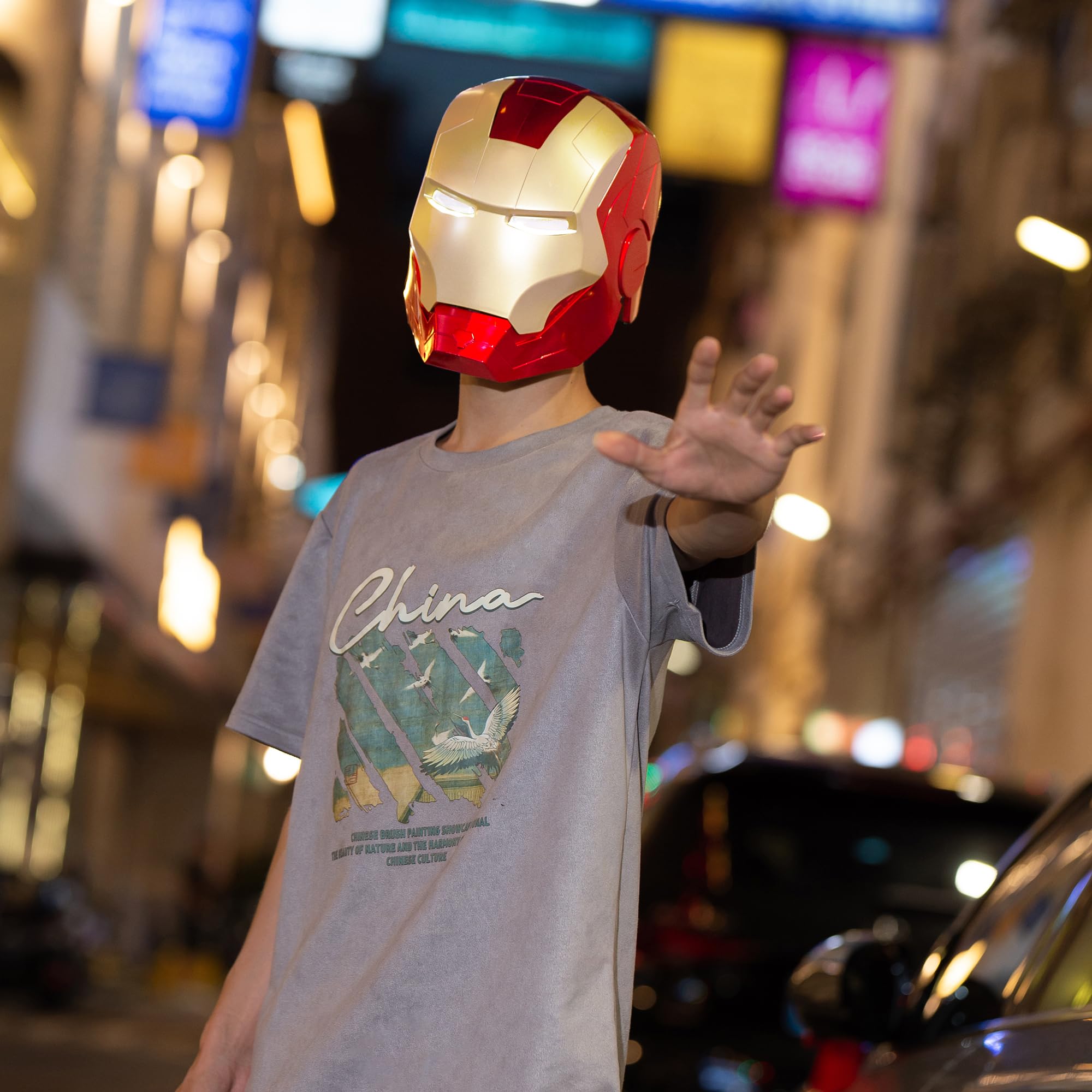 Tevigo durable PVC shell with metallic coating for sturdy cosplay use.