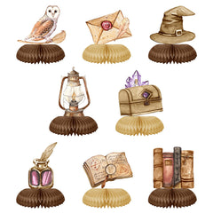 Tewess magical wizard honeycomb card centerpiece for enchanting party decor and photo props.