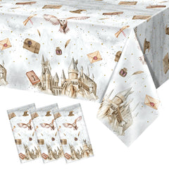 Tewess wizard tablecloth with castle owl design to elevate party decor and protect surfaces.