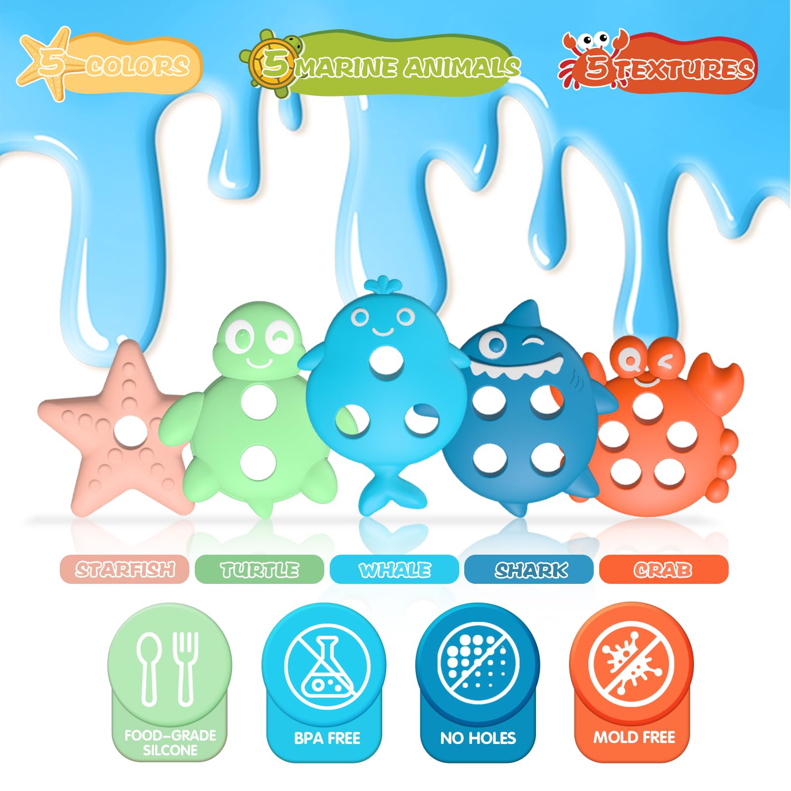 Texviko starfish 2 sea toy, durable and easy to grasp for little hands
