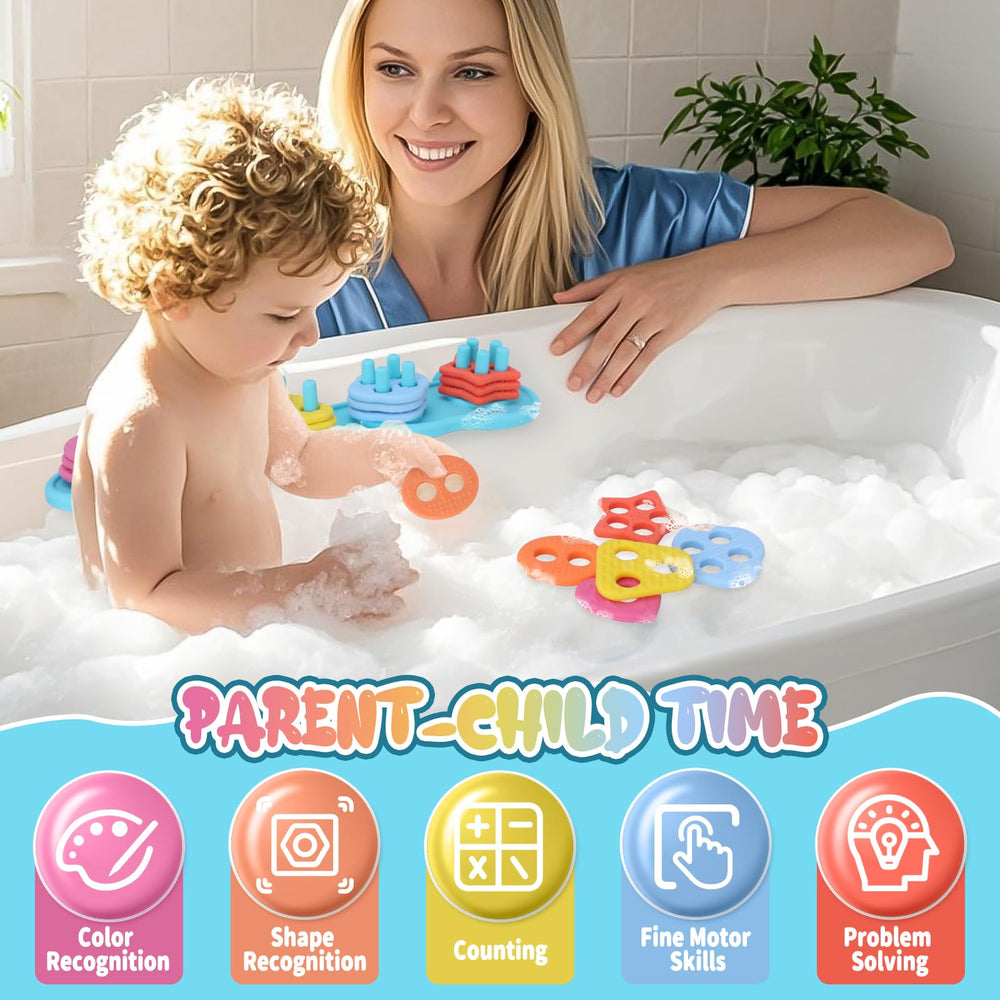 Texviko kid playing with bath toys during bath time