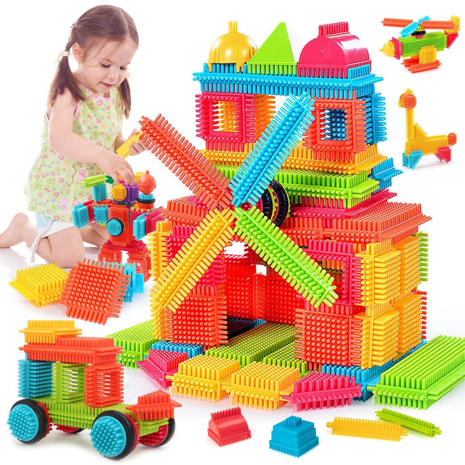 Teytoy bristle blocks set car promotes imaginative play and fine motor skills
