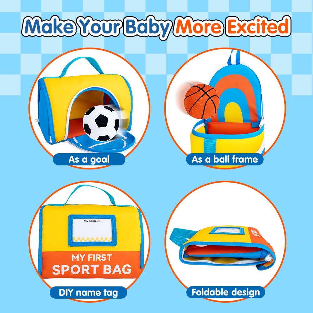 Teytoy two plush baseballs add varied textures for exploration.