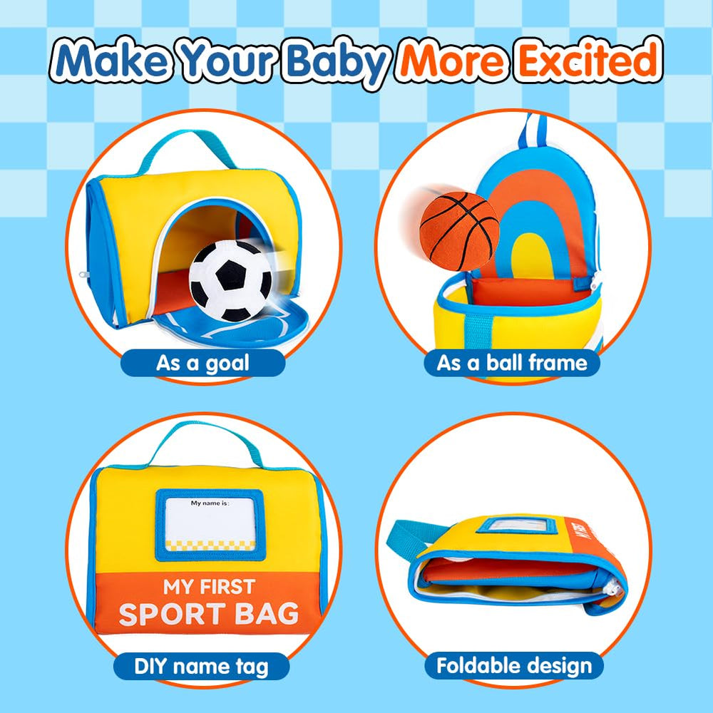 Teytoy two plush baseballs add varied textures for exploration.