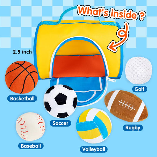 Teytoy plush soccer ball supports gentle kicking and grasping skills.