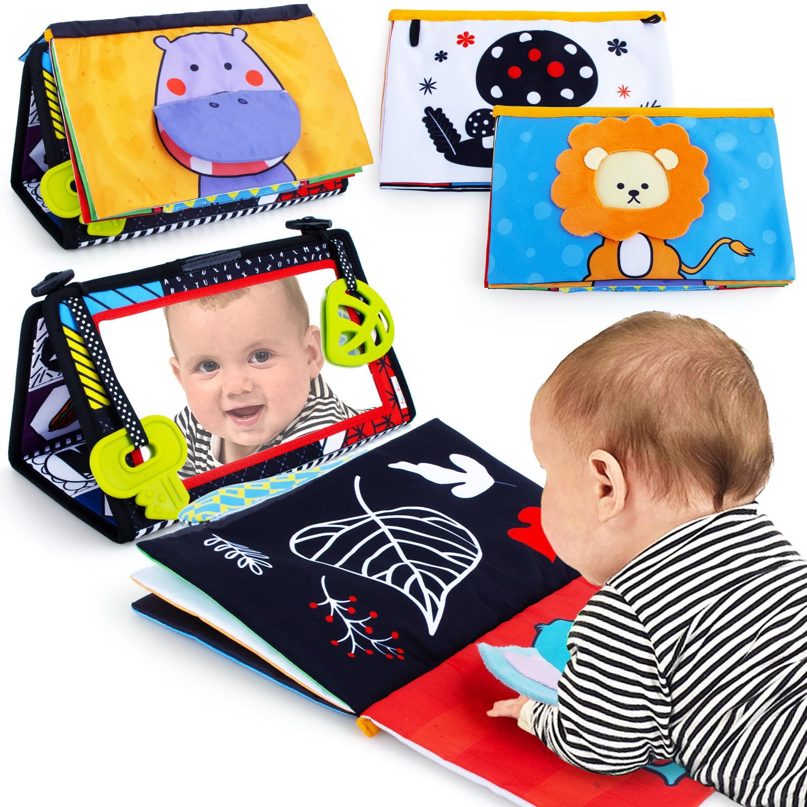 Teytoy tummy time mirror main view with high-contrast visuals for visual tracking