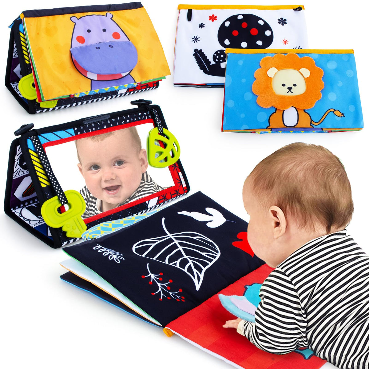 Teytoy tummy time mirror main view with high-contrast visuals for visual tracking