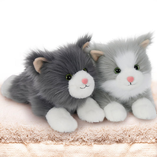 Tezituor 17-inch blue-gray cat plush duo for cuddling and gifting.