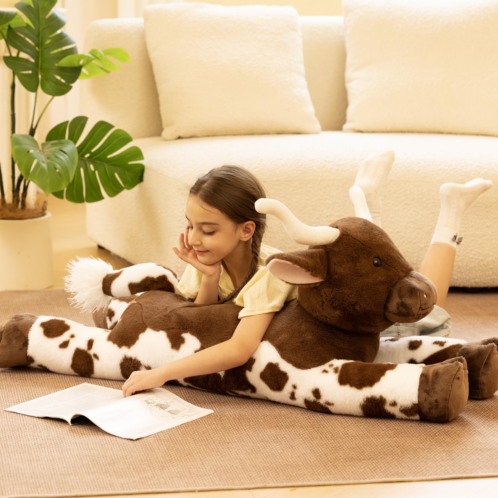Tezituor cow pillow belly zipper view enables easy cleaning and maintenance