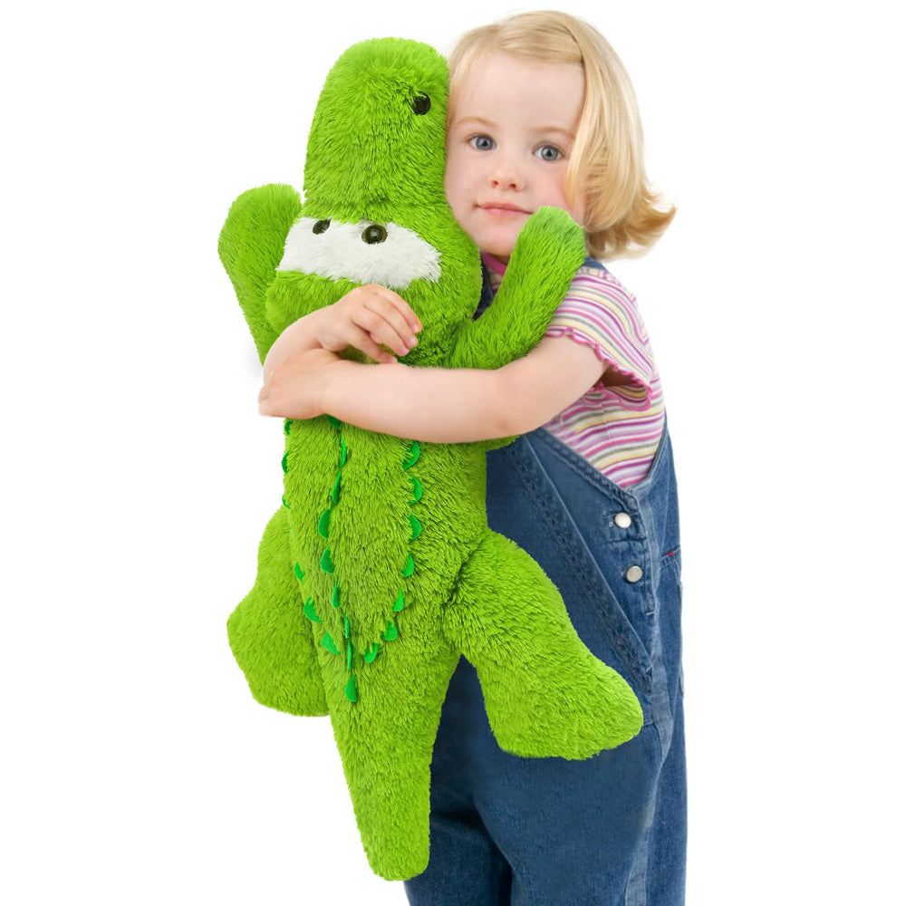 Tezituor alligator plush front view showing a large cuddle pillow.