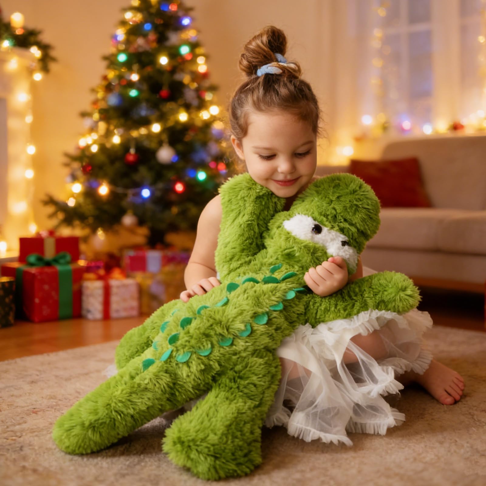 Tezituor alligator plush side view highlights soft, hug-worthy fabric.